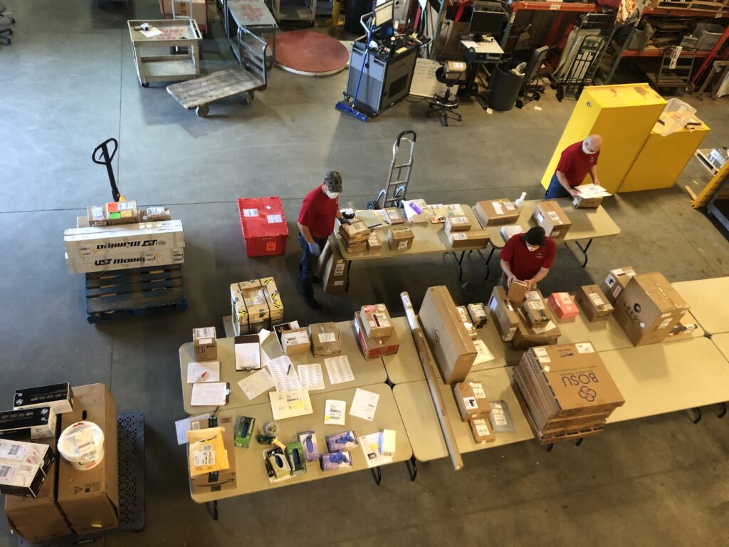 Picture of package sorting from bird's eye view